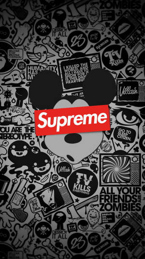 Cool Supreme Mickey Head Wallpaper