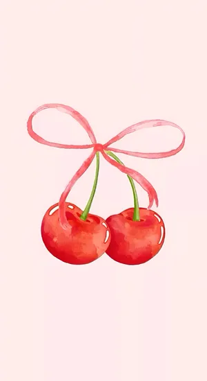 Coquette Cherry Illustration Wallpaper