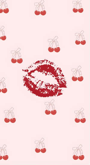 Coquette Cherry Kiss Pattern Wallpaper