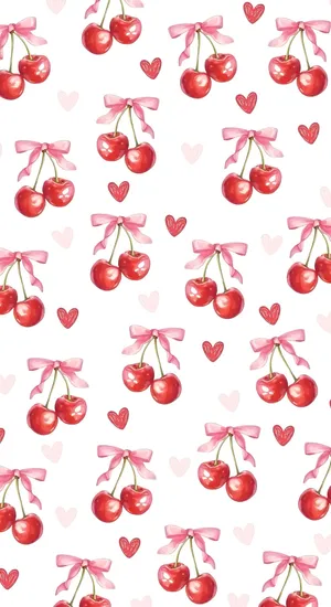 Coquette Cherry Pattern Wallpaper