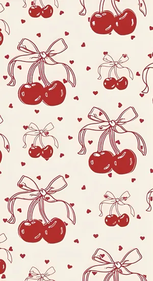 Coquette Cherry Pattern Wallpaper