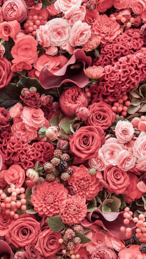 Coral Blush Floral Arrangement Wallpaper