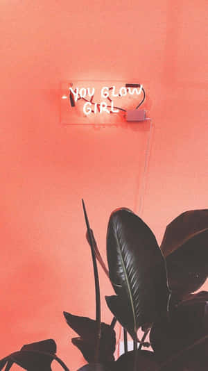 Coral Glow Inspirational Neon Sign Wallpaper