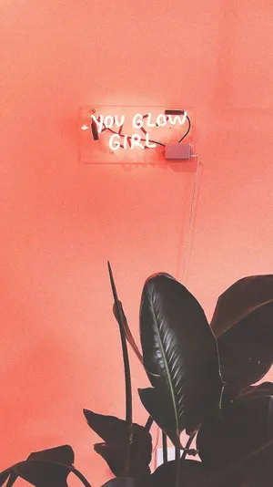 Coral Glow Inspirational Neon Sign Wallpaper