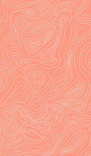 Coral Topographic Lines Art Wallpaper