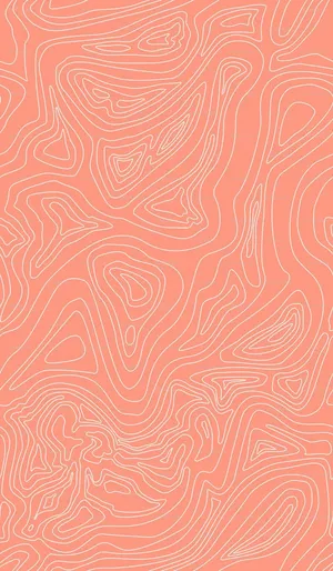 Coral Topographic Lines Art Wallpaper