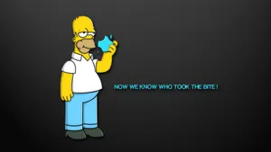 Corny Homer Simpson Biting Apple [wallpaper] Wallpaper