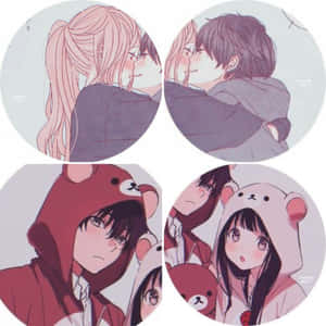 Corresponding Anime Couple In Hoodies Wallpaper