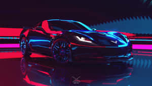 Corvette C8 Neon Lights Showcase Wallpaper