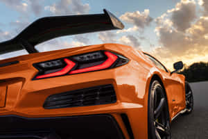 Corvette C8 Rear Designat Sunset Wallpaper