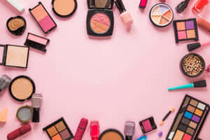 Cosmetic Collection Pink Backdrop Wallpaper