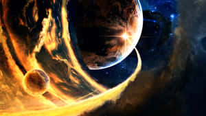 Cosmic_ Collision_ Artwork Wallpaper