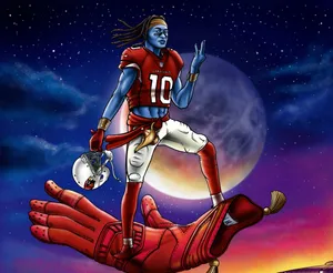 Cosmic Football Player Illustration Wallpaper