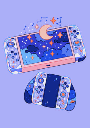 Cosmic Gamer Girl Controller Aesthetic.jpg Wallpaper