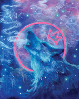 Cosmic Howl Wolf Art Wallpaper