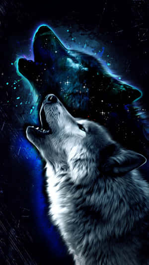 Cosmic Howl Wolf Art Wallpaper