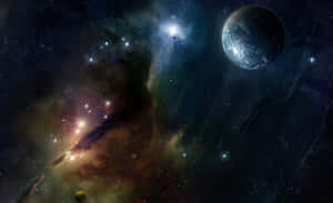 Cosmic Journey In Trippy Space Wallpaper