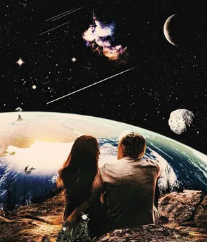 Cosmic Lovers Observing Earth.jpg Wallpaper