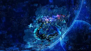 Cosmic_ Sea_ Dragon_ Emergence Wallpaper