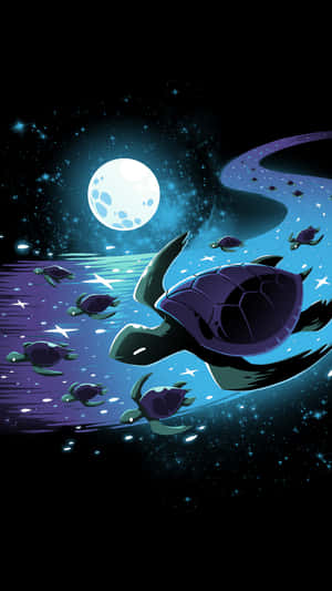 Cosmic_ Turtle_ Swimming_ Among_ Stars.jpg Wallpaper