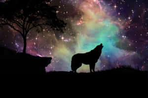 Cosmic Wolf Silhouette Wallpaper