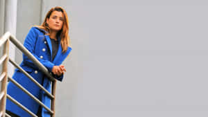 Cote De Pablo Stylish Blue Coat Wallpaper