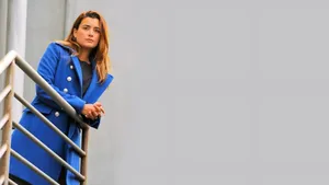 Cote De Pablo Stylish Blue Coat Wallpaper
