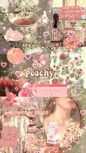 Cottagecore Peachy Aesthetic Collage Wallpaper