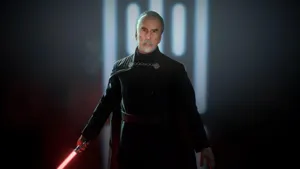 Count Dooku Wielding A Lightsaber In An Intense Battle Scene Wallpaper