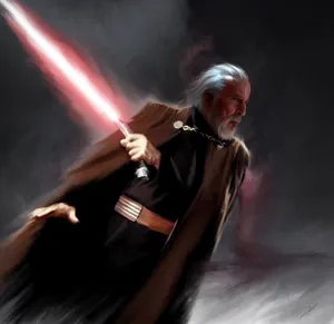 Count Dooku With Lightsaber Art Wallpaper