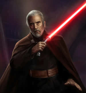 Count Dooku With Red Lightsaber Wallpaper