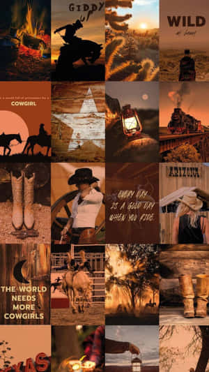 Country Cowgirl Aesthetic Collage Wallpaper