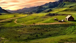 Country Farm Landscape Wallpaper