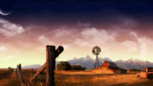 Country Farm Sunset Wallpaper