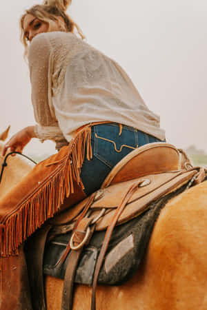 Country Girl Horseback Ride Aesthetic Wallpaper