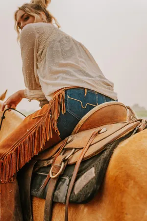 Country Girl Horseback Ride Aesthetic Wallpaper
