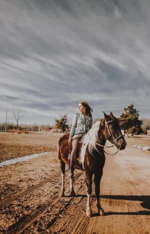 Country Girl Horseback Ride Wallpaper