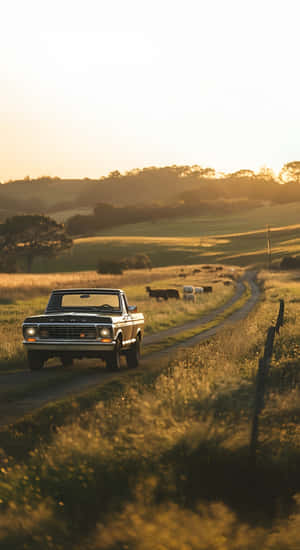 Country Road Vintage Truck Wallpaper