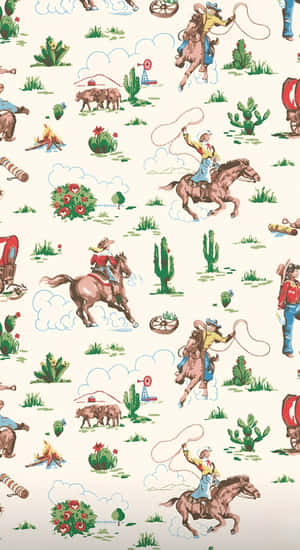 Country Western Vintage Pattern Wallpaper