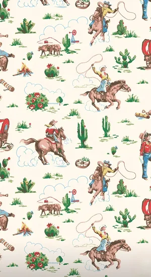 Country Western Vintage Pattern Wallpaper