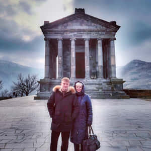 Couple At Garni Temple Wallpaper