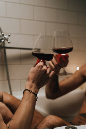 Couple Hands Bathroom Wallpaper