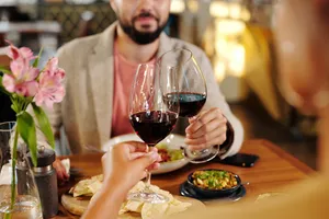 Couple Hands Wine Glasses Wallpaper