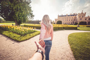 Couple In The Garden Wallpaper