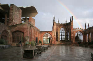 Coventry Cathedral Ruins Rainbow Wallpaper