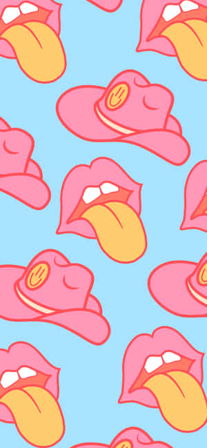 Cowboy Hatsand Lips Pattern Wallpaper