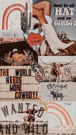 Cowboy Inspired Collage Aesthetic Wallpaper