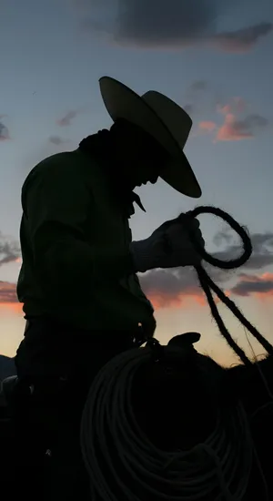 Cowboy Silhouette At Sunset Wallpaper