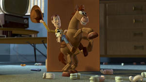 Cowboying Woody On Bullseye Toy Story Wallpaper