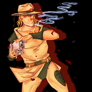 Cowboywith Gunand Smoke Art Wallpaper